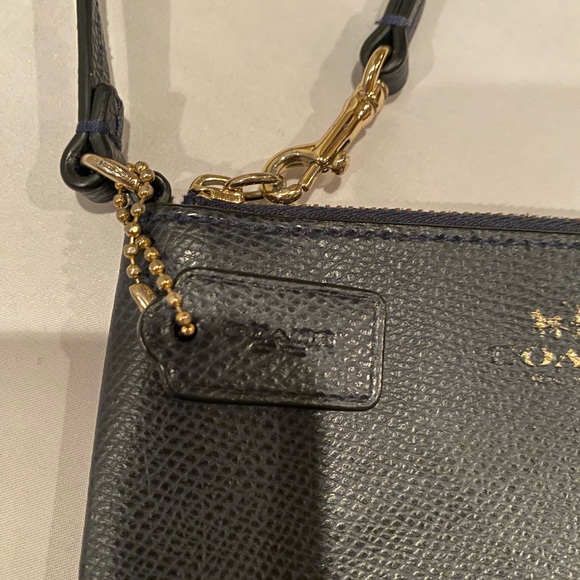 Navy Blue coach corner zip wristlet - Picture 4 of 5